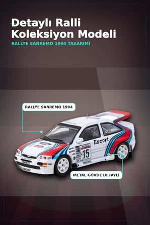 1/64 Metal Ford Escort RS Cosworth WRC 1994 Sanremo Maketi - Koleksiyonluk Model BX-313345