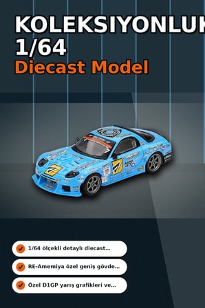 Detaylı 1/64 Ölçek Mazda RX-7 RE-Amemiya D1GP Model Araba - Koleksiyonluk Diecast Oyuncak BX-313378