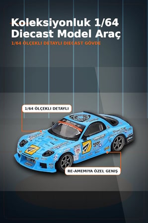 Detaylı 1/64 Ölçek Mazda RX-7 RE-Amemiya D1GP Model Araba - Koleksiyonluk Diecast Oyuncak BX-313378