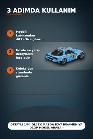 Detaylı 1/64 Ölçek Mazda RX-7 RE-Amemiya D1GP Model Araba - Koleksiyonluk Diecast Oyuncak BX-313378