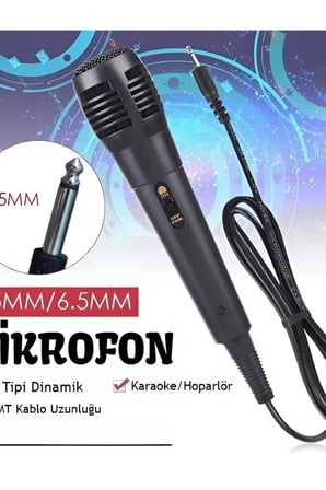 6.5 Mm Jack Kablolu Karaoke Mikrofonu Tekli Paket Standart Model Ses Sistemi Icin BX-313571
