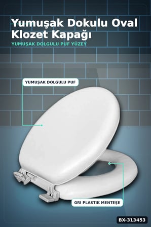 Sünger Dolgulu Standart Boy Klozet Kapağı - 1 Adet Yumuşak Puf Banyo Aksesuarı BX-313453