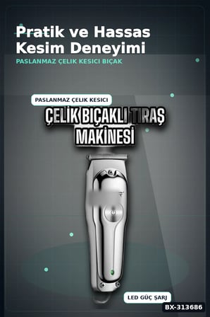 3 Başlıklı 120 Dakika Şarjlı Tıraş Makinesi Paslanmaz Çelik Bıçak Sakal Ve Saç Kesme BX-313686