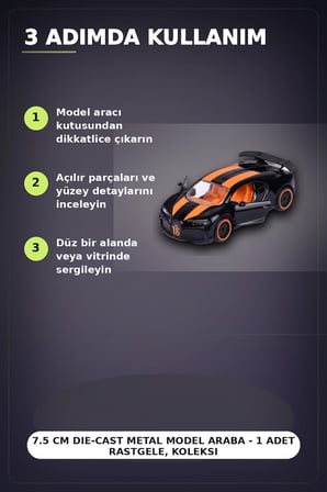 Die-Cast Metal 7.5 cm 1 Adet Rastgele Yarış Arabası - Koleksiyon Kartlı Lisanslı Model BX-313315
