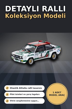 1978 Portekiz Rallisi Galibi 1/64 Fiat 131 Abarth Diecast Model Araba Koleksiyonluk BX-313350