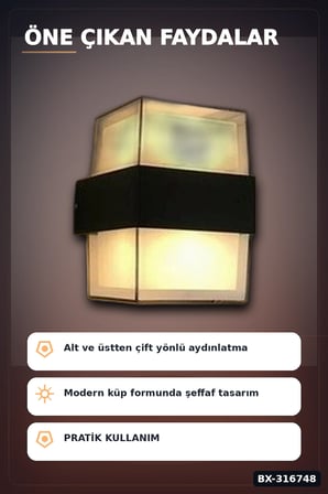 LED Duvar Aplik 12W Gün Işığı 3200K Dış Mekan Bahçe Aydınlatması IP54 1 Adet BX-316748
