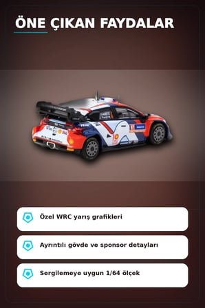 1/64 Hyundai I20 N Rally1 Hibrit 2024 Isvec Birincisi Model Araba, Koleksiyon Hediyesi BX-313347