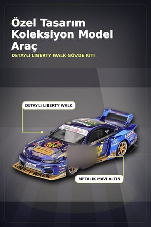 Halloween Temalı 1/64 Nissan S15 Silvia Diecast Model Araba, Koleksiyonluk Parça BX-313404