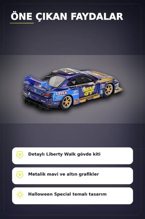 Halloween Temalı 1/64 Nissan S15 Silvia Diecast Model Araba, Koleksiyonluk Parça BX-313404