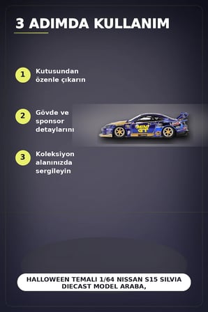 Halloween Temalı 1/64 Nissan S15 Silvia Diecast Model Araba, Koleksiyonluk Parça BX-313404