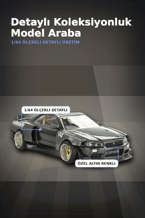 GReddy V2 1/64 Diecast Nissan Skyline GT-R R34 Kaido Works Model Araba, Koleksiyonluk BX-313373