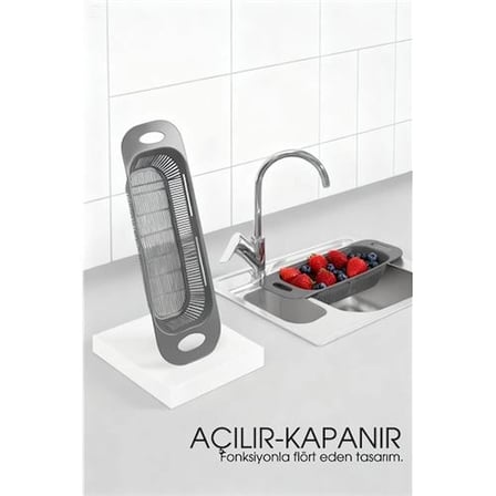 Ayarlanabilir Sürgülü Lavabo Süzgeci – Mutfak için Pratik ve Şık Tasarım GRİ 722439