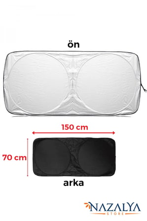 Katlanır Araba Ön Cam Güneşliği Metalize Isı Yalıtımlı Yazlık 150x70cm Otomobil Aksesuarı