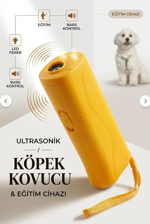 LED Fenerli Ultrasonik Köpek Eğitim Cihazı Taşınabilir Köpek Uzaklaştırıcı Sarı Ürün