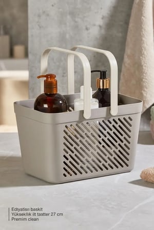 12'li Gri Çok Amaçlı Kulplu Sepet Mutfak Banyo Organizer Ekonomik Set