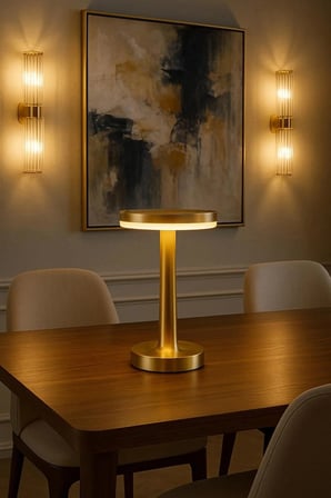 Gold Mantar Masa Lambası 3 Renk Modlu Kablosuz Şarjlı Dekoratif Metal LED Abajur