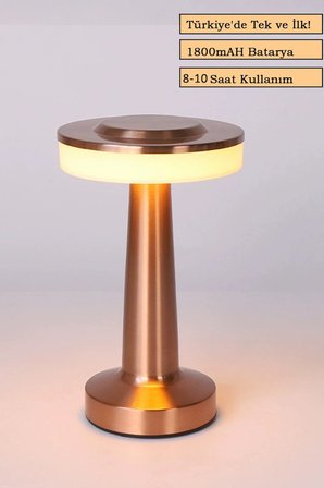 Rose Gold Dokunmatik Şarjlı Masa Lambası Dim Edilebilir Dekoratif Kablosuz Abajur