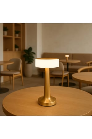Gold Silindir Şarjlı Masa Lambası Modern Dekoratif LED Kablosuz Metal Abajur Modeli