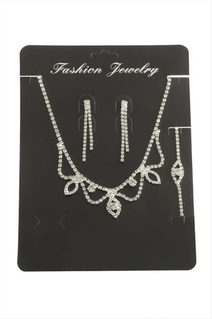 Oval Taşlı Set Kolye