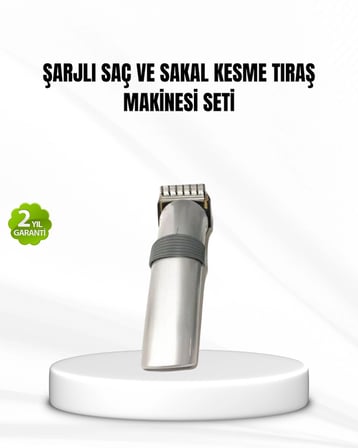 Şarjlı Saç ve Sakal Kesme Makinesi – Paslanmaz Çelik Bıçak, Ayarlanabilir Başlık