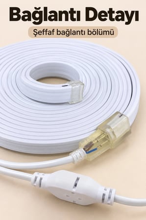 Beyaz Işıklı Şerit Aydınlatma 3 Metre Fişli Model