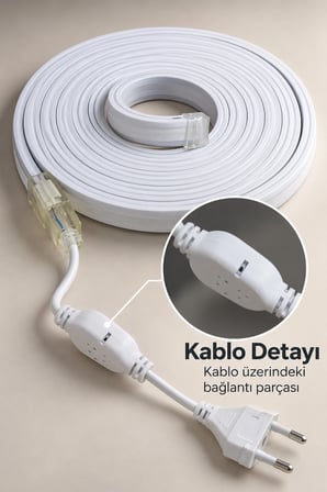 Beyaz Işıklı Şerit Aydınlatma 3 Metre Fişli Model