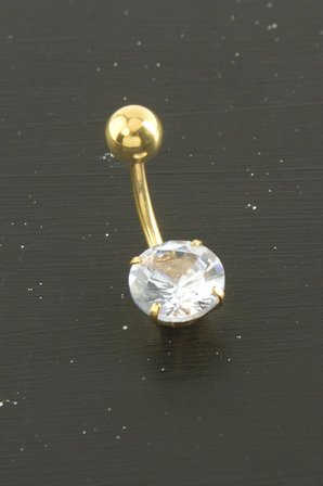 Yuvarlak Zirkon Taşlı Çelik Piercing 1 Adet