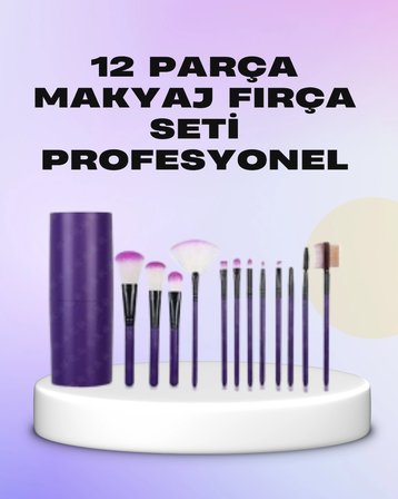 Ergonomik Saplı Fiber Kıllı 12'li Makyaj Fırça Takımı Göz ve Ten Makyajı İçin Uygun