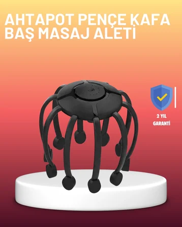 USB Şarjlı Kafa Masaj Aleti 3 Modlu 8 Başlıklı Stres Giderici