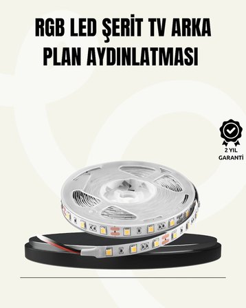 TV Arkası LED Şerit Işık Otomatik Açma Kapama Özellikli 2mt