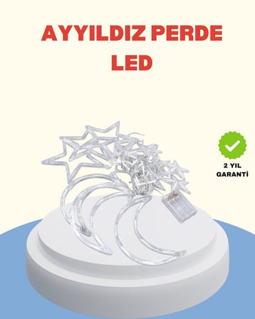 Yıldız Ay Tasarımlı Prizli Perde LED Işık İç Mekan Dekoru
