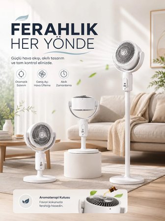 5 Kademeli Hız Ayarıyla Güçlü Hava Akışlı Dikey Vantilatör