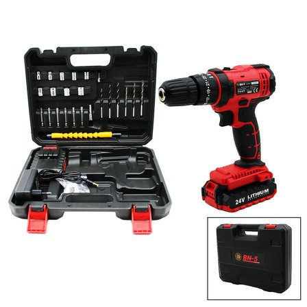 Kırmızı Renk Şarjlı Matkap Seti - 1350 RPM - Çantalı - 24W