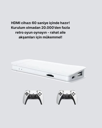 HDMI ve Kablosuz Kontrolcülü 20.000 Oyunlu Retro Oyun Konsolu