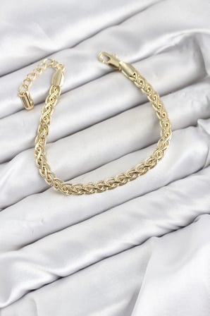 CM Singapur Zincir Model Gold Renk Pirinç Kadın Bileklik