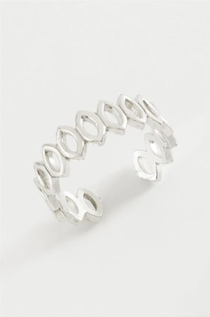 Oval Zincir Desenli Metal Yüzük