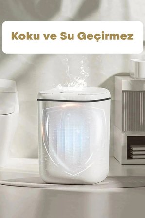 20L Büyük Boy Akıllı Çöp Kovası Sensörlü Antibakteriyel UV Işıklı Ev Mutfak Ofis