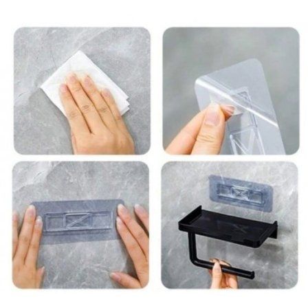 Tuvalet Kağıdı Askılığı - Raflı ve Yapışkanlı - Matkapsız Banyo Aksesuarı