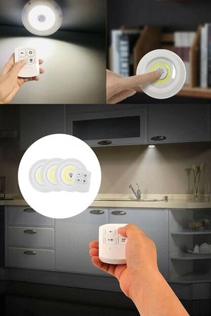 Uzaktan Kumandalı Yapışkanlı 3'lü Led Spot Lamba