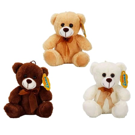0998 SUN-JHN-PFF-SK PELUŞ AYI OTURAN KURDELELİ 21CM  -Stokta Olan Renk Gönderilir