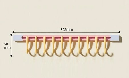 10 Kancalı Raylı Mutfak ve Banyo Düzenleyici Askı 30 cm