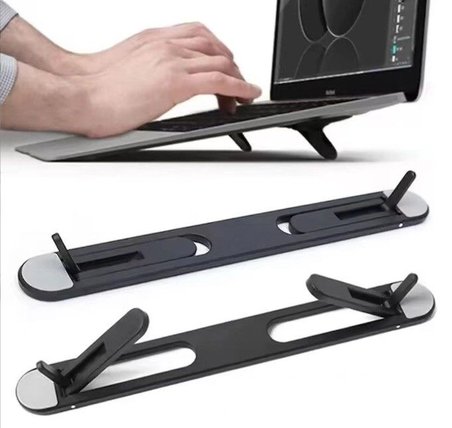 2 Kademeli Katlanabilir ve Yapışkanlı Laptop Standı Siyah