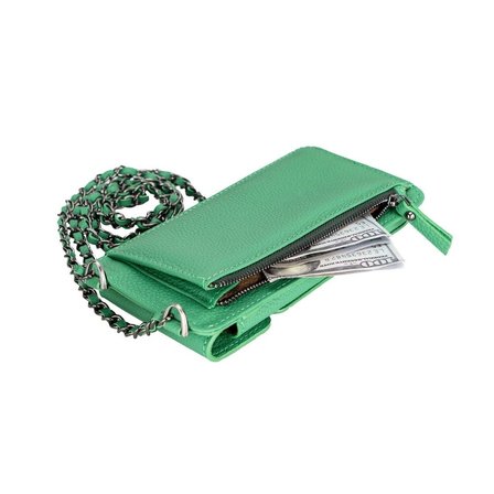 Avjin 6.9 inch Uyumlu Deri Kılıf Cüzdan Askılı ERC4 Yeşil