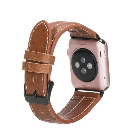 Apple Watch Uyumlu Deri Kordon 42-44-45mm NM3-AS2 Taba