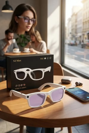 Beyaz AI Akıllı Gözlük No 03 Kameralı Bluetooth ChatGPT Destekli Yapay Zeka Çeviri ve Sesli Asistan