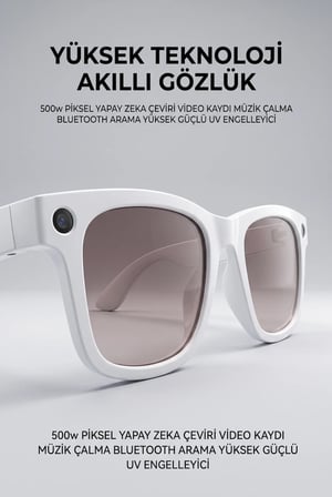 Beyaz AI Akıllı Gözlük No 26 Kameralı Bluetooth Seyahat Toplantı İçerik Çekimi İçin Kameralı Gözlük