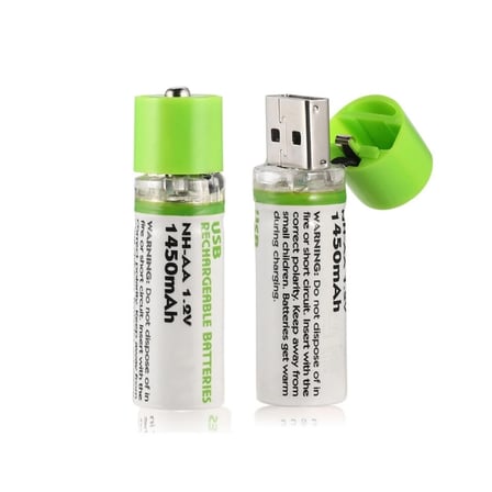 Usb ile Şarj Olabilen 2 li 1450 mah Lityum Kalın Şarjlı Kalem Pil