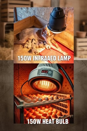 (6 Adet) 150W Kızılötesi Isıtıcılı Hayvan Isıtma ve Kuluçka Lambası (Kırmızı Işık) E27 (Kalın Duy)