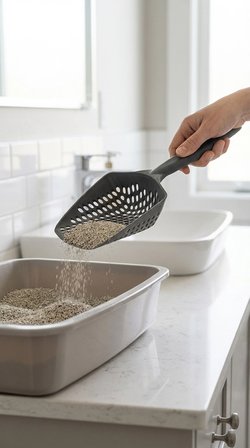Kedi Kumu Eleme Küreği Çift Taraflı Ağlı ve Plastik Çerçeve ile Temizleme
