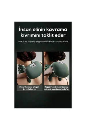 Şarjlı Isıtmalı El Hissi Boyun ve Sırt Masaj Cihazı Taşınabilir Rahat Evde Kullanım